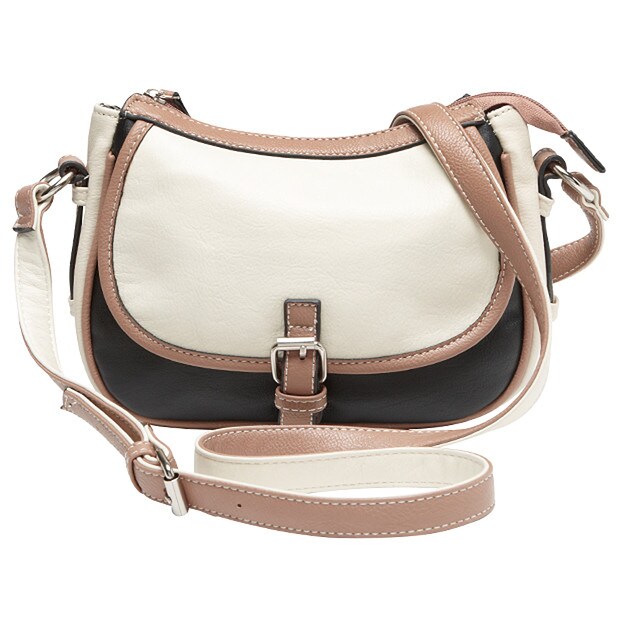 Cross Body Bag With Buckles - Birch + Tan