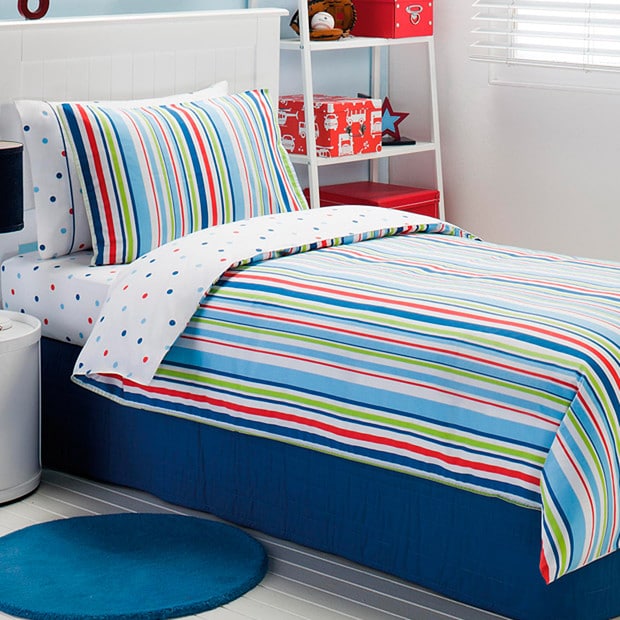 Bailey Stripe Quilt Cover Set - Blue Bailey Stripe Quilt Cover Set - Blue
