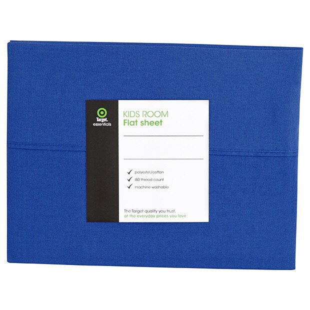 Kids' Room essentials Plain Flat Sheet Royal Blue Target Australia