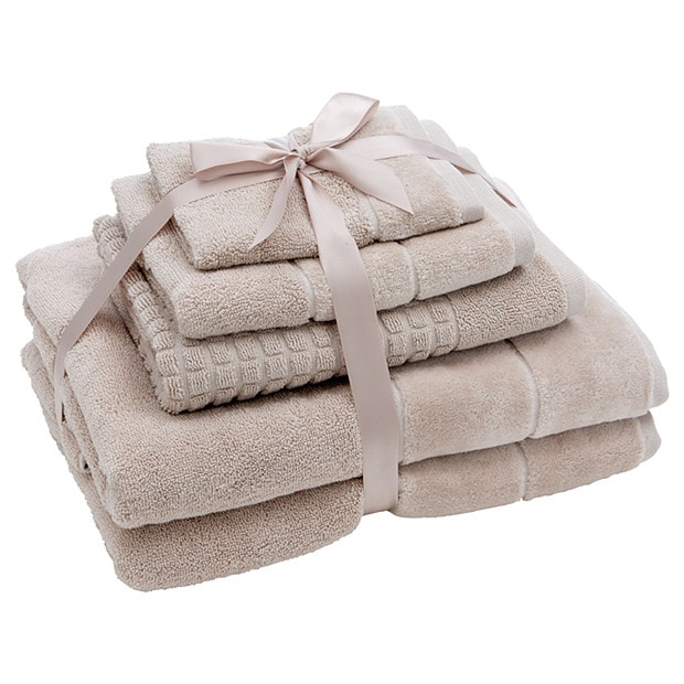 Sloane 4 Piece Towel Pack + Bonus Bath Mat - Taupe Sloane 4 Piece Towel Pack + Bonus Bath Mat - Taupe