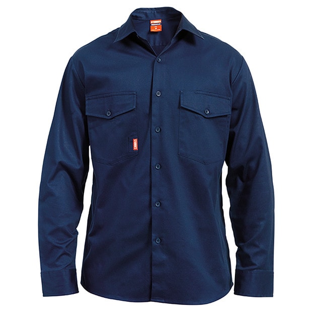 Stubbies Long Sleeve Drill Work Shirt - Navy Blue | Target Australia
