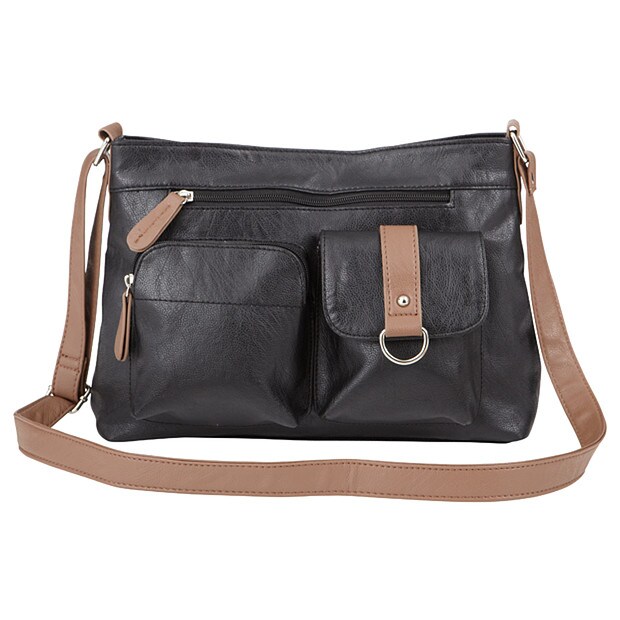 Crossbody Contrast Trim Pocket Bag - Black