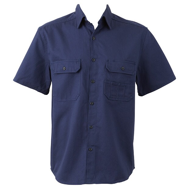 Men's Cotton Drill Short Sleeve Work Shirt - Navy | Target Australia