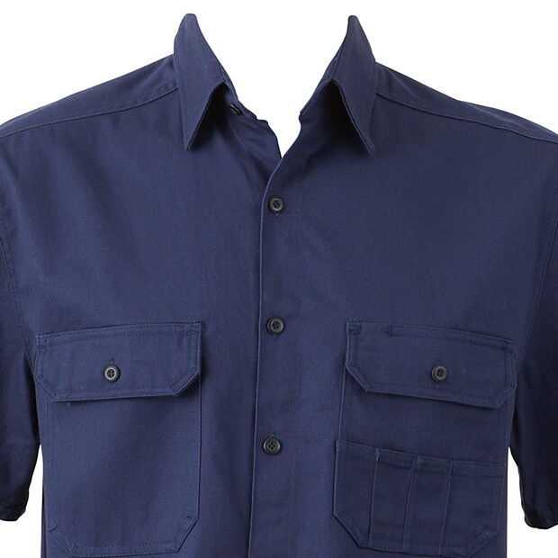 Men's Cotton Drill Short Sleeve Work Shirt - Navy | Target Australia