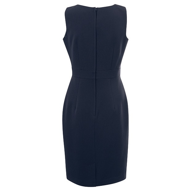 City Dress Navy Pleat Neck Dress