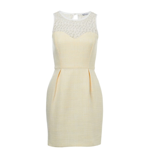 Hot Options Boucle + Lace Dress - Yellow