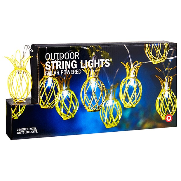 OUTDOOR SOLAR POWERED PINEAPPLE SHAPED STRING LIGHTS - PACK OF 10 TARGET AUSTRALIA on The Hunt