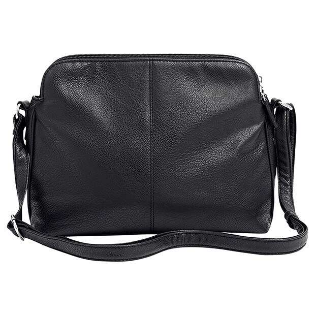 Cross Body 3 Compartment Bag - Black