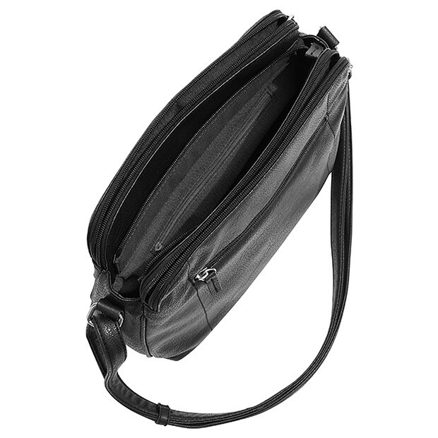 Cross Body 3 Compartment Bag - Black