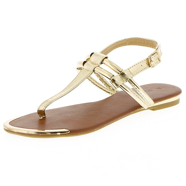 Denny Metal Trim Low Wedge Sandals - Gold | Target Australia