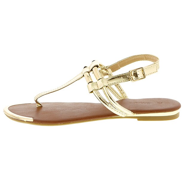 Denny Metal Trim Low Wedge Sandals - Gold | Target Australia