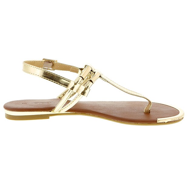 Denny Metal Trim Low Wedge Sandals - Gold | Target Australia