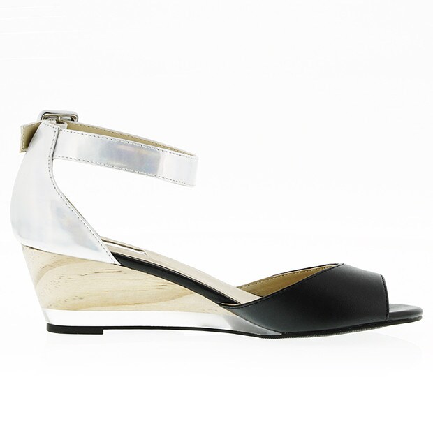 Edie Peep-Toe Low Wedge Sandals - Black | Target Australia