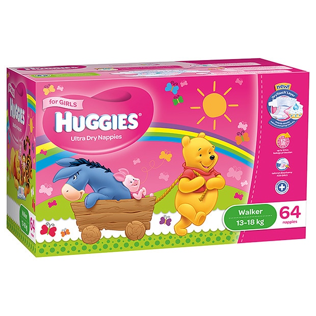 Huggies Jumbo 64 Pack Girls' Nappies Walker Target Australia