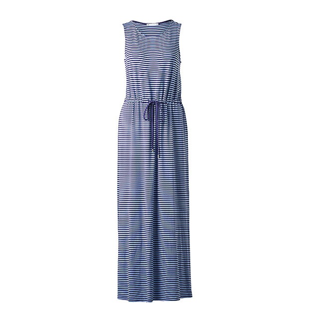 Tie Waist Maxi Dress - Blue Stripe