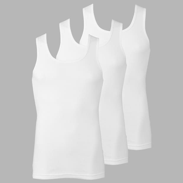 3 Pack of Athletic Singlets - White 3 Pack of Athletic Singlets - White