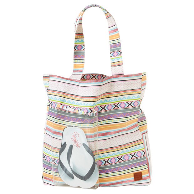 Piping Hot Tote With Clear Pocket - Aztec Print Piping Hot Tote With Clear Pocket - Aztec Print