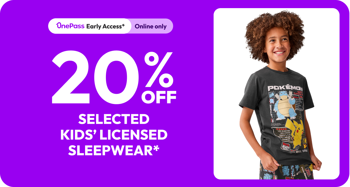 20% off selected kids' licensed sleepwear - Shop now