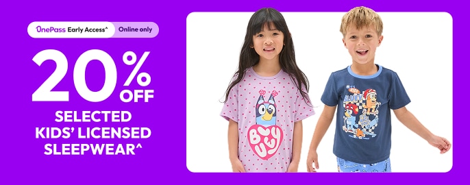 20% off selected licensed kids' sleepwear - Shop now