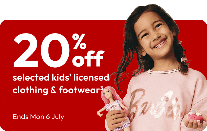 20% selected kids licensed clothing & footwear - Shop now