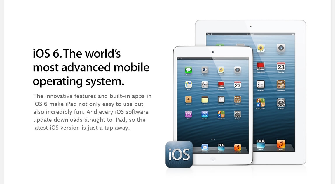 iOS 6. The world's most advanced mobile operating system.