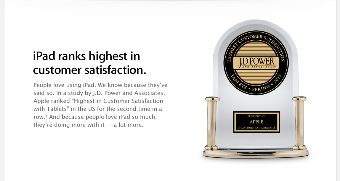 iPad ranks  highest in customer satisfaction.