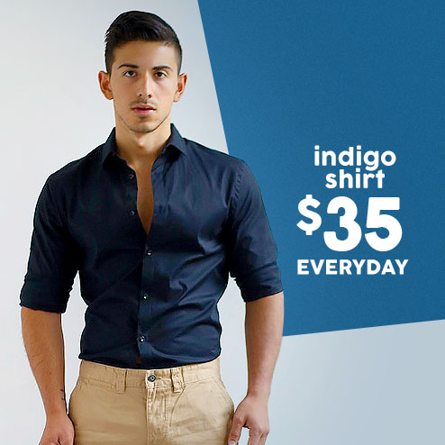 Indigo shirt with detail - Shirt $35 EVERY DAY