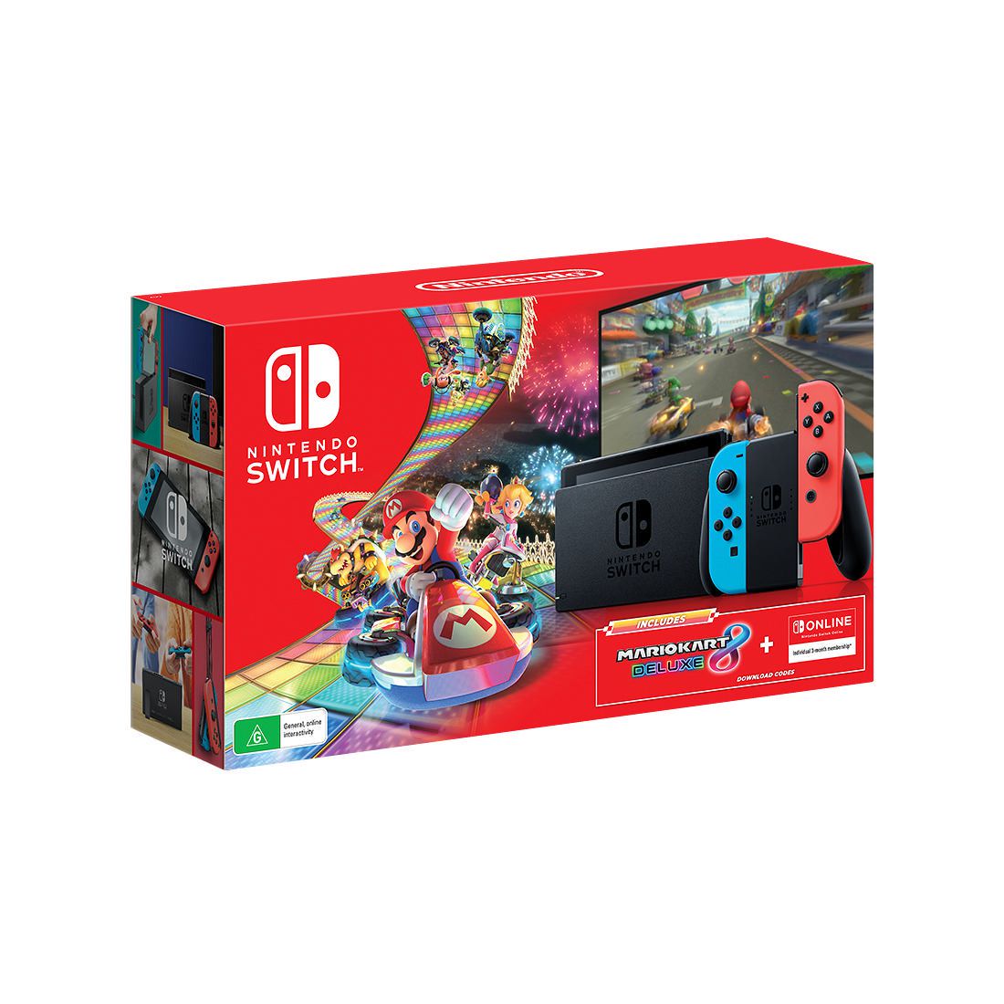 Nintendo Switch Mario Kart 8 Neon Racing Bundle: Red Blue JoyCon