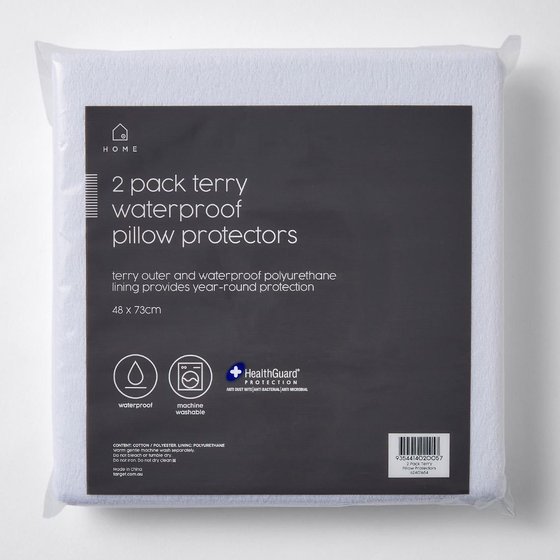 2 Pack Terry Waterproof Pillow 