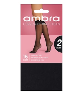 Ambra 1 Pack 15 Denier Curvesque Knee High Pantyhose - Black