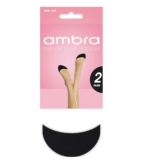 Ambra 2 Pack Out Of Sight Footlet Tights - Black