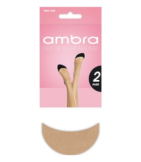 Ambra 2 Pack Out Of Sight Footlet Tights - Natural