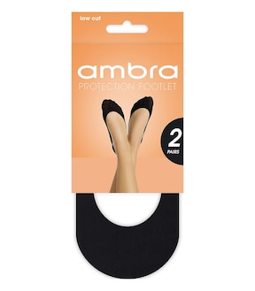 Ambra 2 Pack Foot Protection Footlet Tights - Black