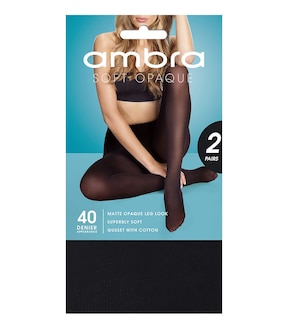 Ambra 2 Pack 40 Denier Soft Opaque Tights - Black