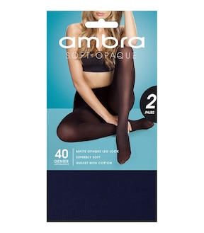 Ambra 2 Pack 40 Denier Soft Opaque Tights - Navy Blue
