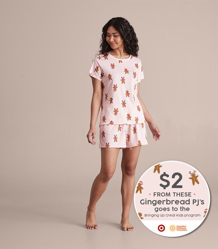 Womens Organic Cotton Christmas Gingerbread Pyjama Set Target Australia
