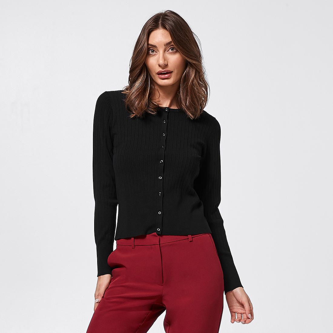 black round neck cardigan