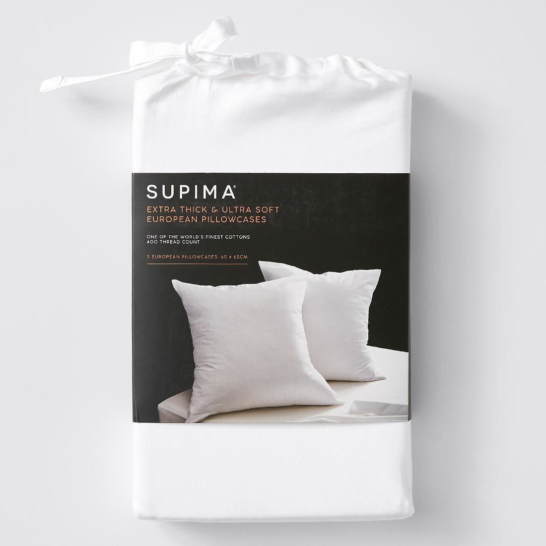 Supima 2 Pack 400 Thread Count European Pillowcases White