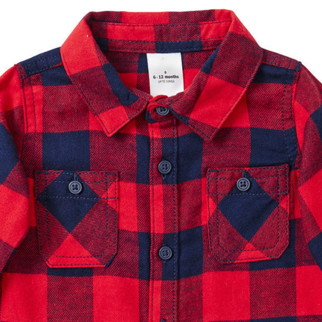 Baby Long Sleeve Red Check Flannelette 