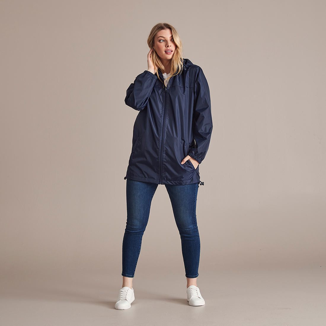 Unisex Fold Up Rain Jacket - Navy Blue 