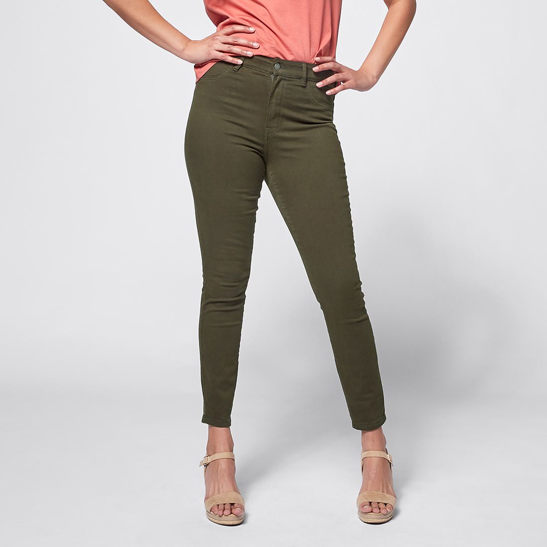 khaki jeggings high waisted