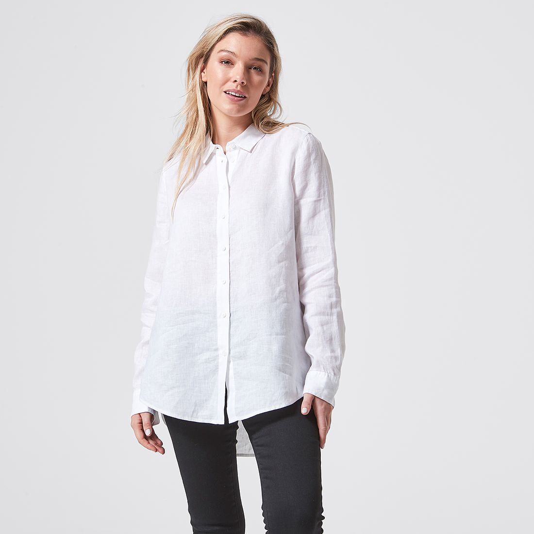 Womens linen shirt target Clearance