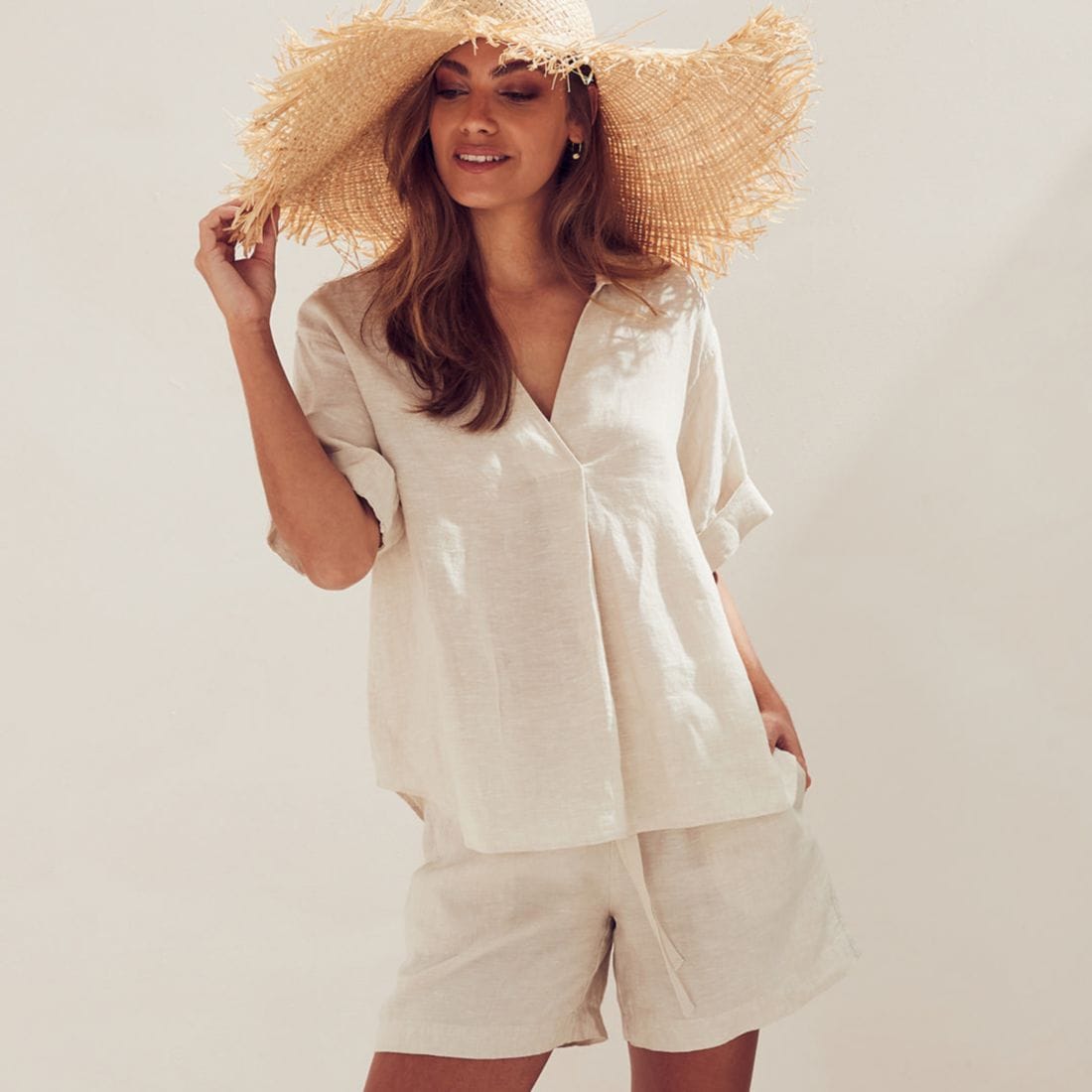 linen shorts women
