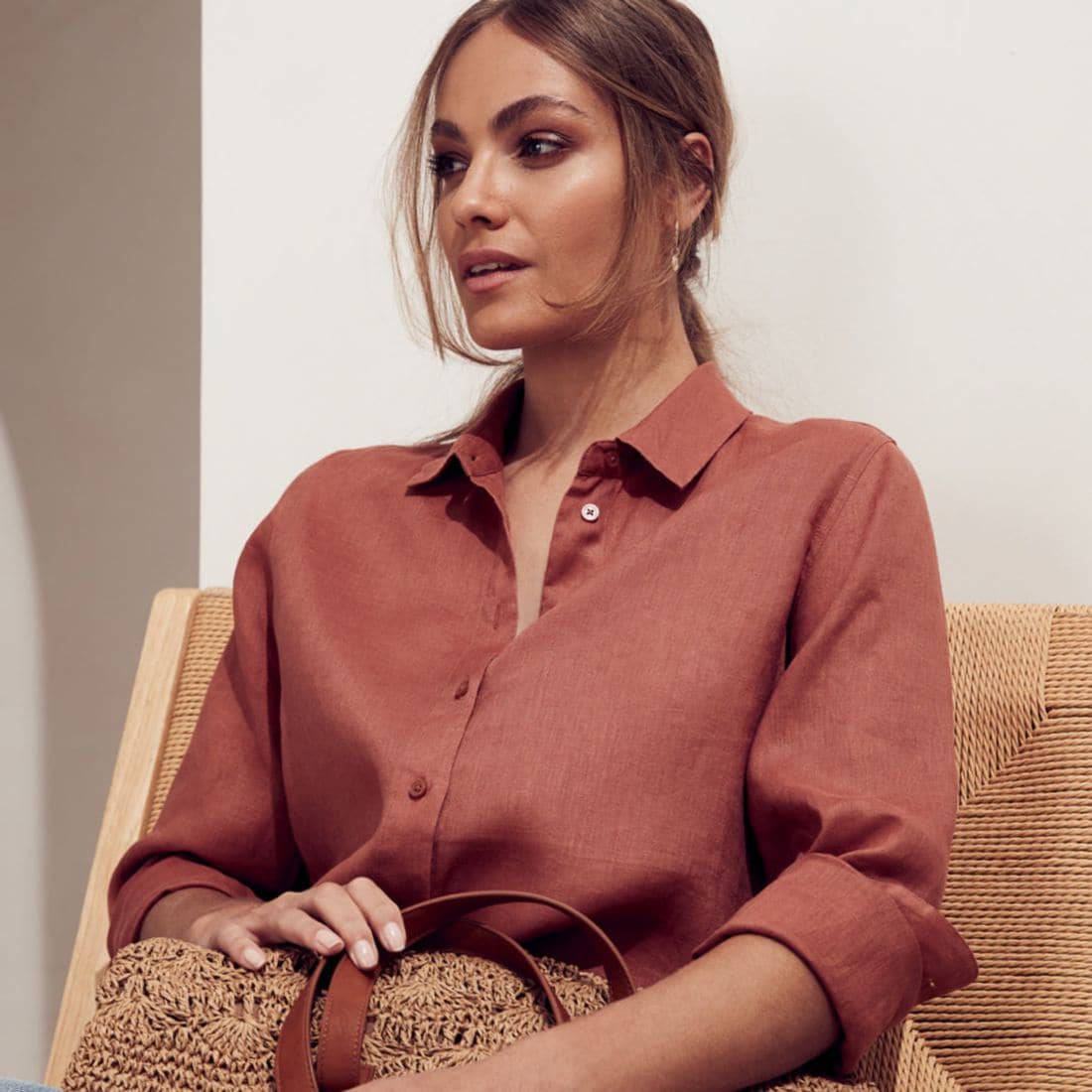 European Linen Shirt - Cedarwood Orange 
