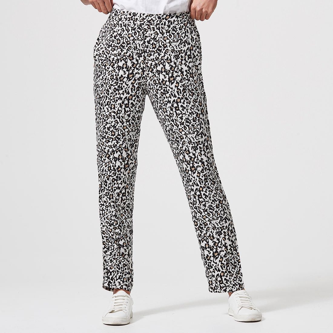 Pull On Tapered Pants - Leopard Print 