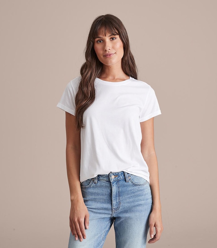 Cotton/Modal Relaxed T-Shirt - White | Target Australia