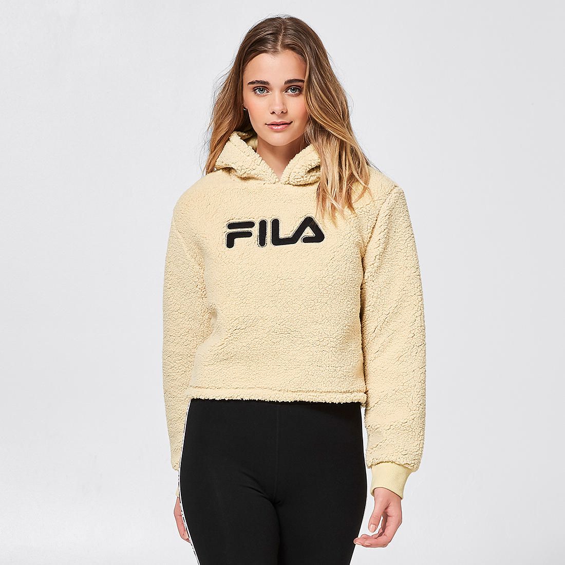 Fila Urban Penny Crop Teddy Hoodie - Brown Fila Urban Penny Crop Teddy Hoodie - Brown