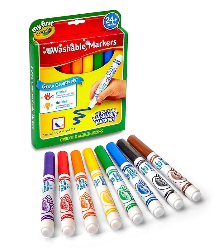 Crayola myFirst Washable Markers - Assorted Colours (Pack of 8) | Easy-Grip Markers Ideal for Toddlers Hands | Ideal for Kids Aged 12+ Months