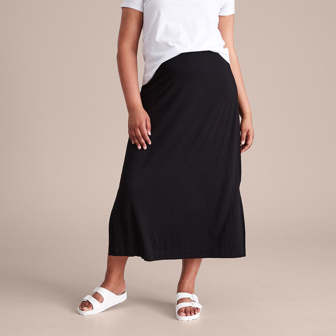 grey maxi skirt with side split