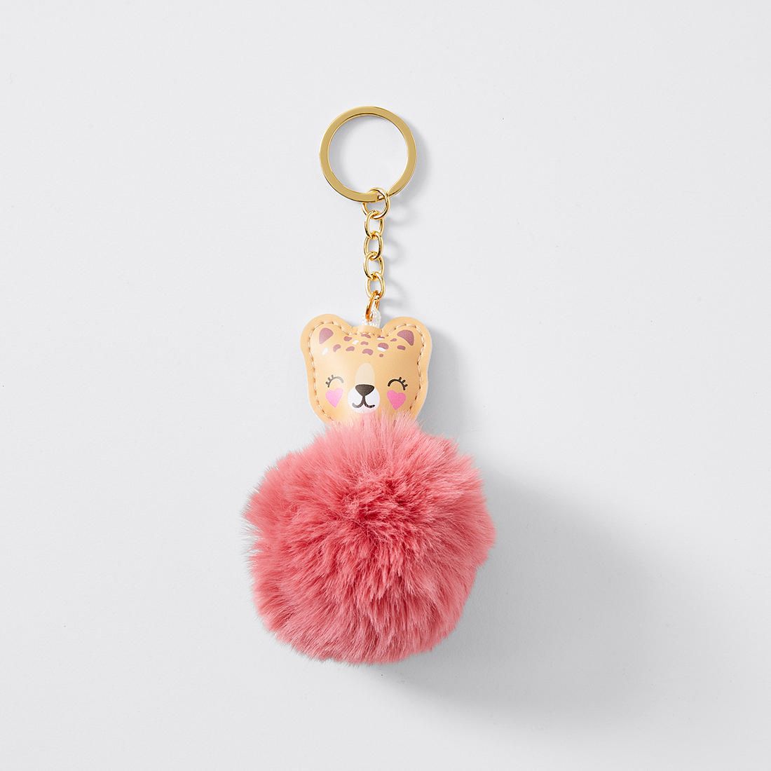 pink pom pom keyring